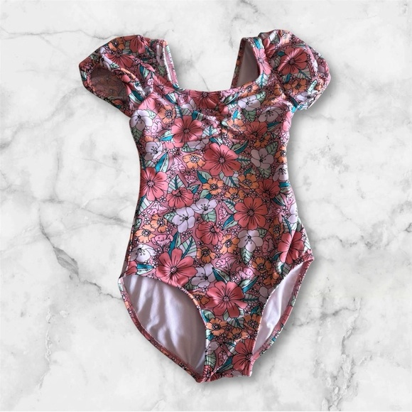 CAT & JACK Big Girls One Piece Floral Print Pink Swimwear | XL (14) - Picture 2 of 10